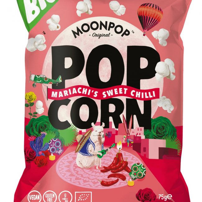 Ποπ Κορν Βιολογικό Με Γλυκό Τσίλι Χωρίς Γλουτένη Moonpop Popcorn Bio Mariachi’s Sweet Chilli Gluten Free 75g