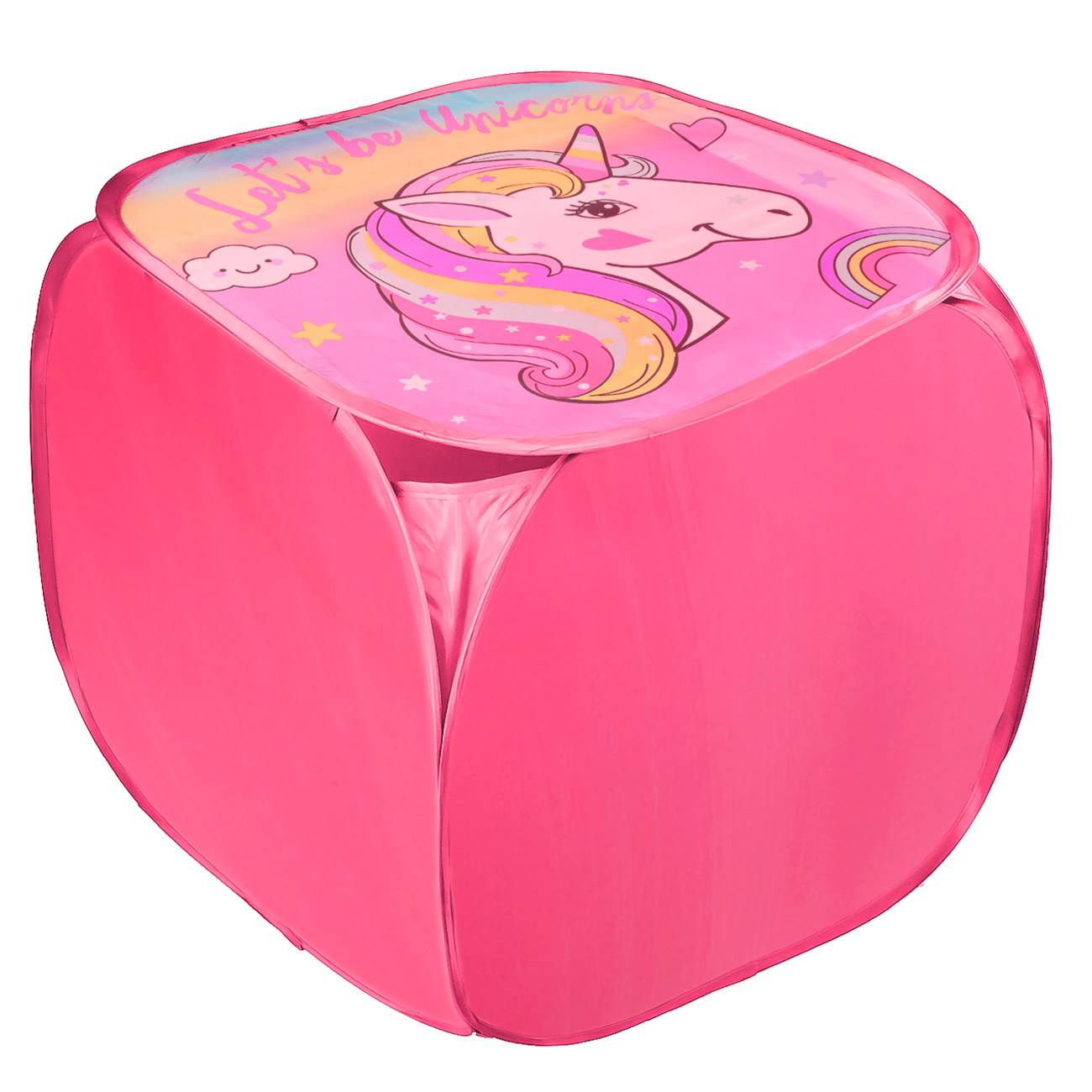 Κουτί Αποθήκευσης Παιχνιδιών Με Καπάκι Υφασμάτινο Ροζ Μονόκερος 45x45x45cm