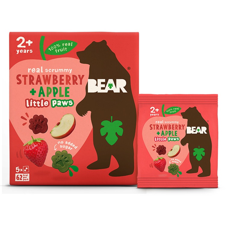 Παιδικό Σνακ Φρούτου Bear Paws Strawberry And Apple 5 x 20g