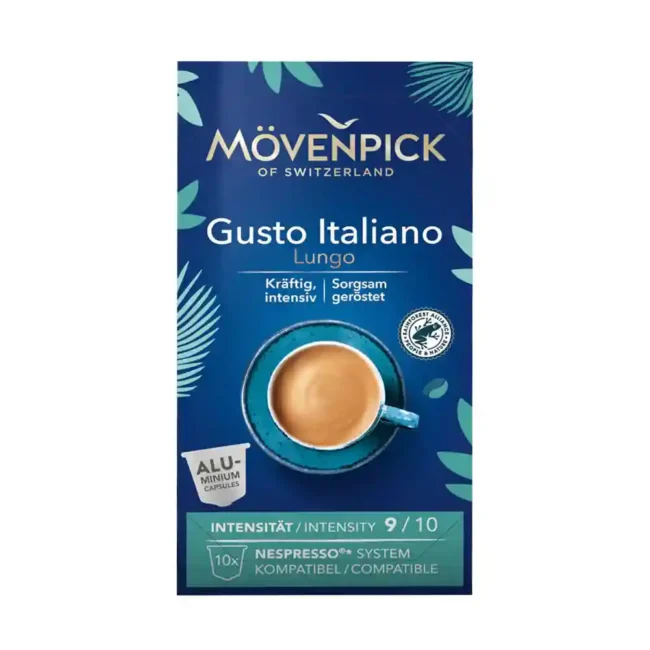 Movenpick Κάψουλες Espresso Gusto Italiano Lungo Συμβατές Με Μηχανή Nespresso 10caps 57g
